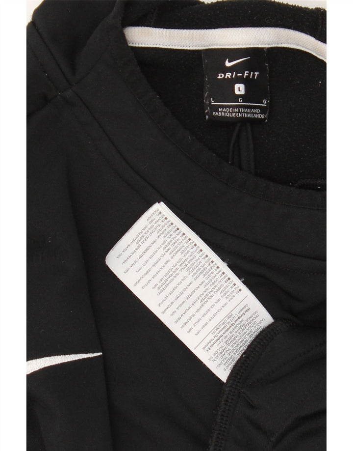 Pulover NIKE Dri Fit pentru bărbați, mare, negru, poliester color bloc