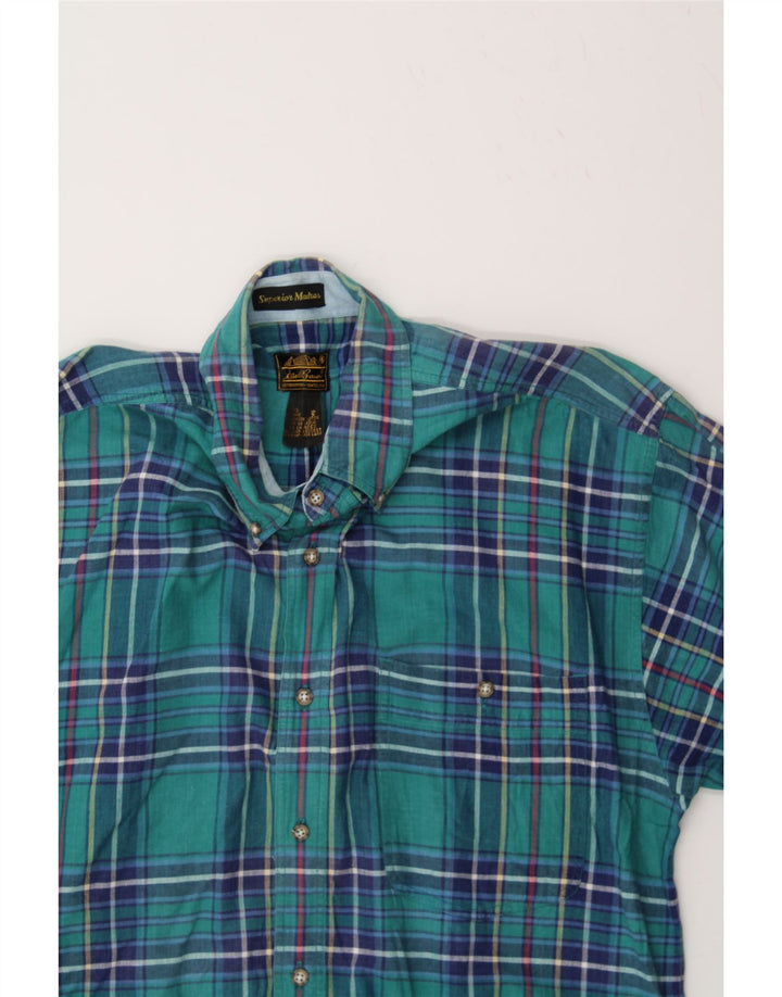 EDDIE BAUER Mens Short Sleeve Shirt Large Blue Check Cotton Vintage Eddie Bauer and Second-Hand Eddie Bauer from Messina Hembry 