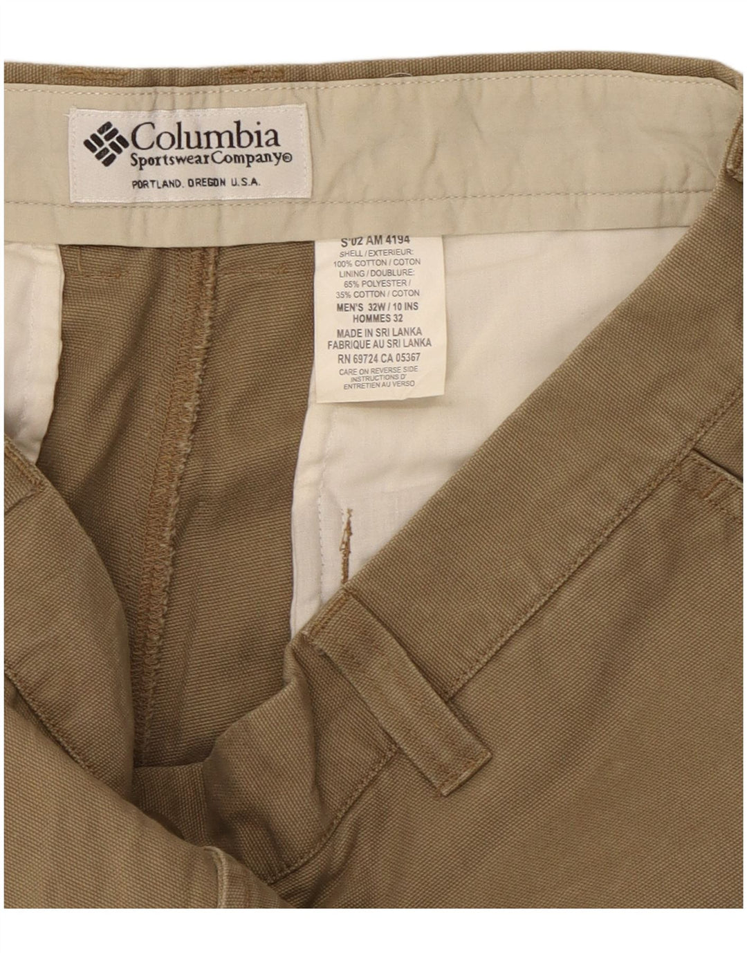 Pantaloni scurți cargo Columbia pentru bărbați W32, bumbac mediu kaki