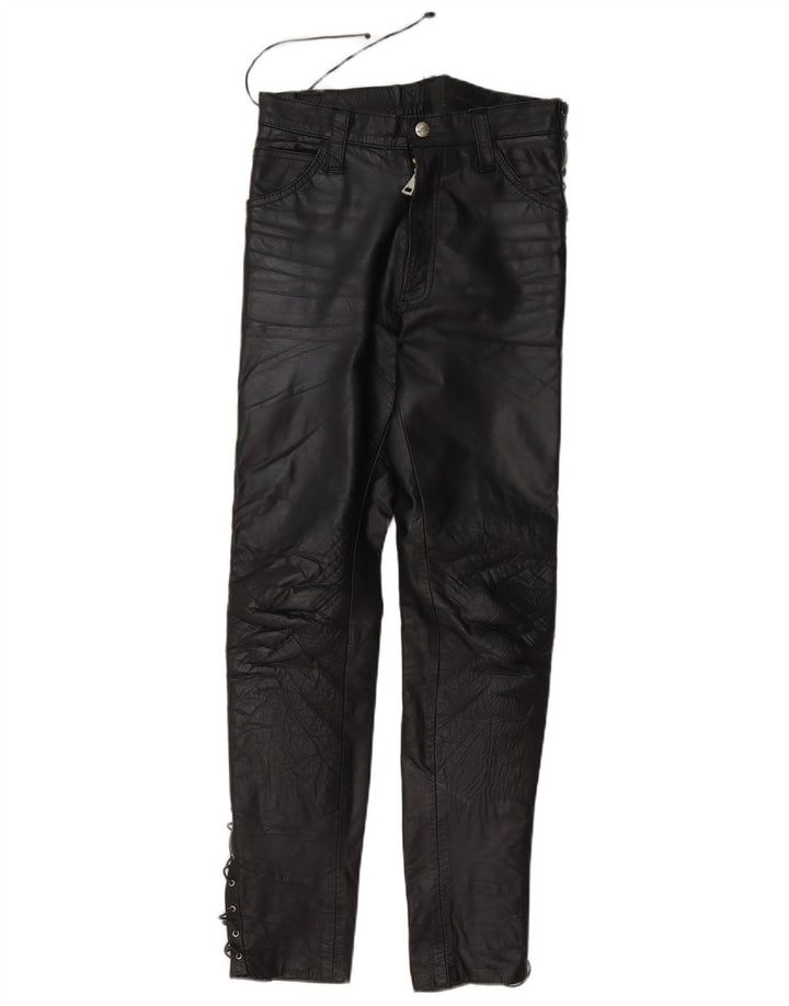 Pantaloni din piele vintage pentru femei L30 L30 din piele neagră