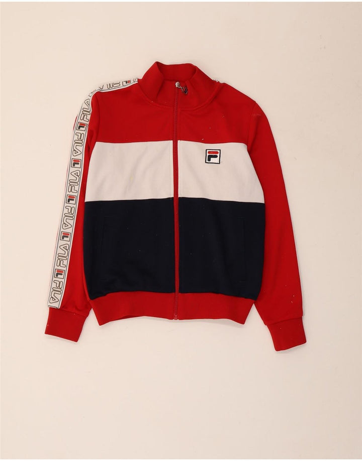 Jachetă de top pentru trening cu grafic pentru femei FILA UK 14 Medium Red Colorblock