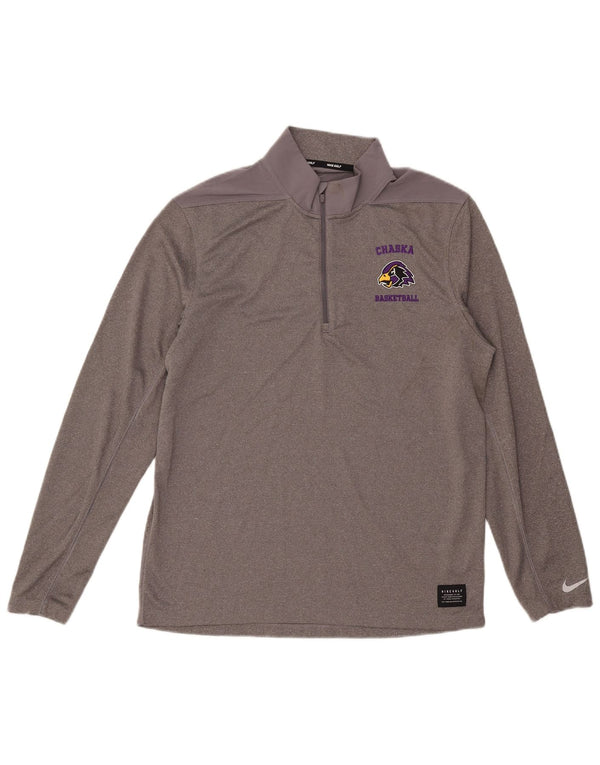 Top de trening Nike pentru bărbați Dri Fit Graphic, cu fermoar și gât, gri mediu
