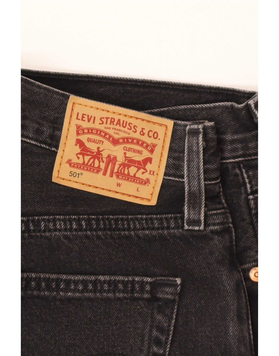 Pantaloni scurți din denim cu talie înaltă Levi's 501 W28 Gri mediu