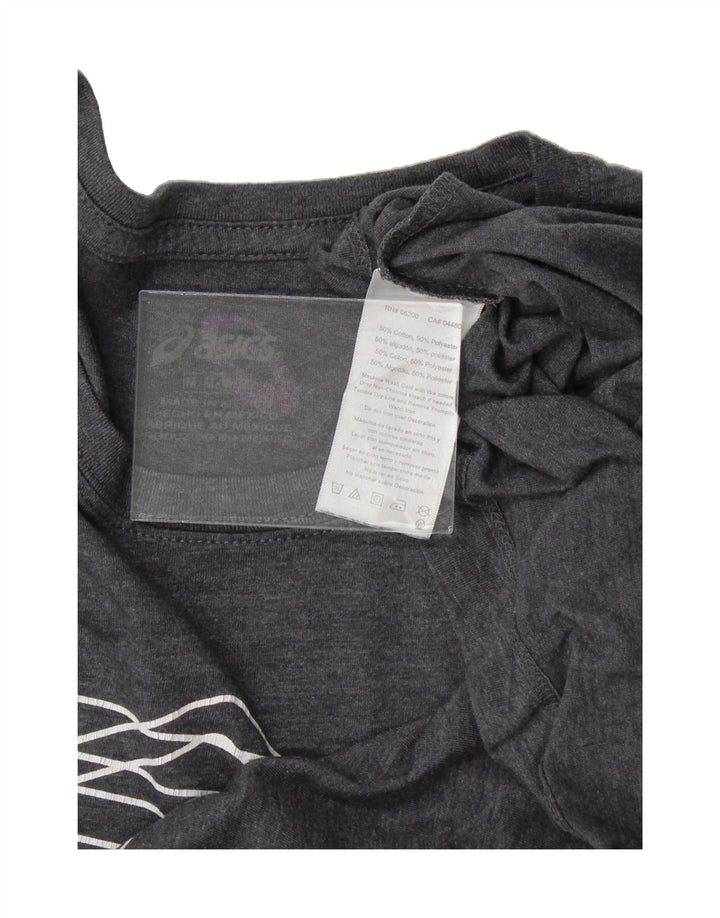 ASICS Womens Graphic T-Shirt Top UK 14 Medium Grey Cotton Vintage Asics and Second-Hand Asics from Messina Hembry 