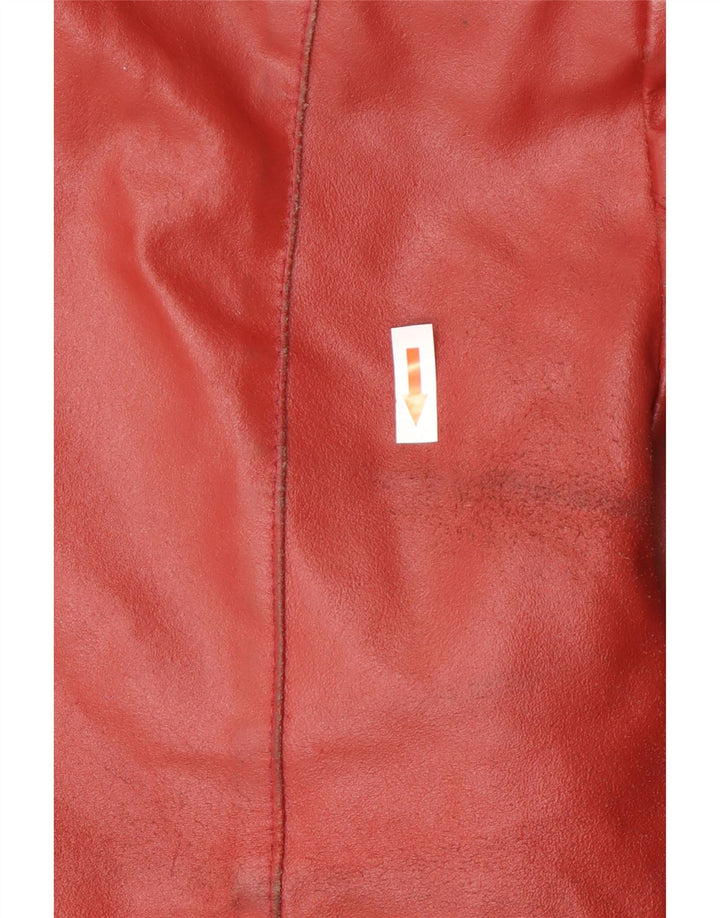 Jachetă de piele vintage pentru femei UK 14 Medium Red