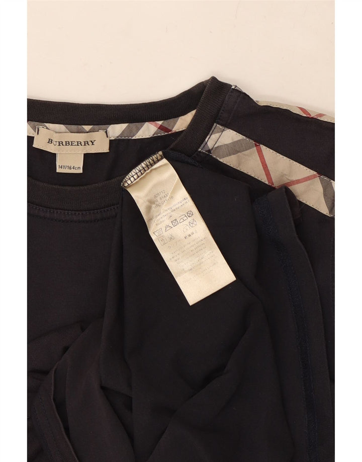 BURBERRY Girls T-Shirt Top 13-14 Years Navy Blue Cotton Vintage Burberry and Second-Hand Burberry from Messina Hembry 