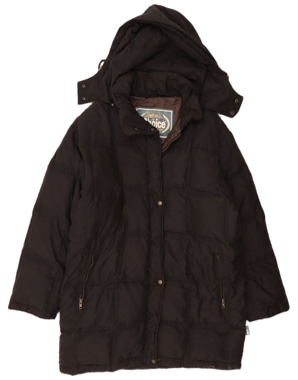 VINTAGE Palton căptușit cu glugă pentru femei EU 50 2XL Poliamidă neagră