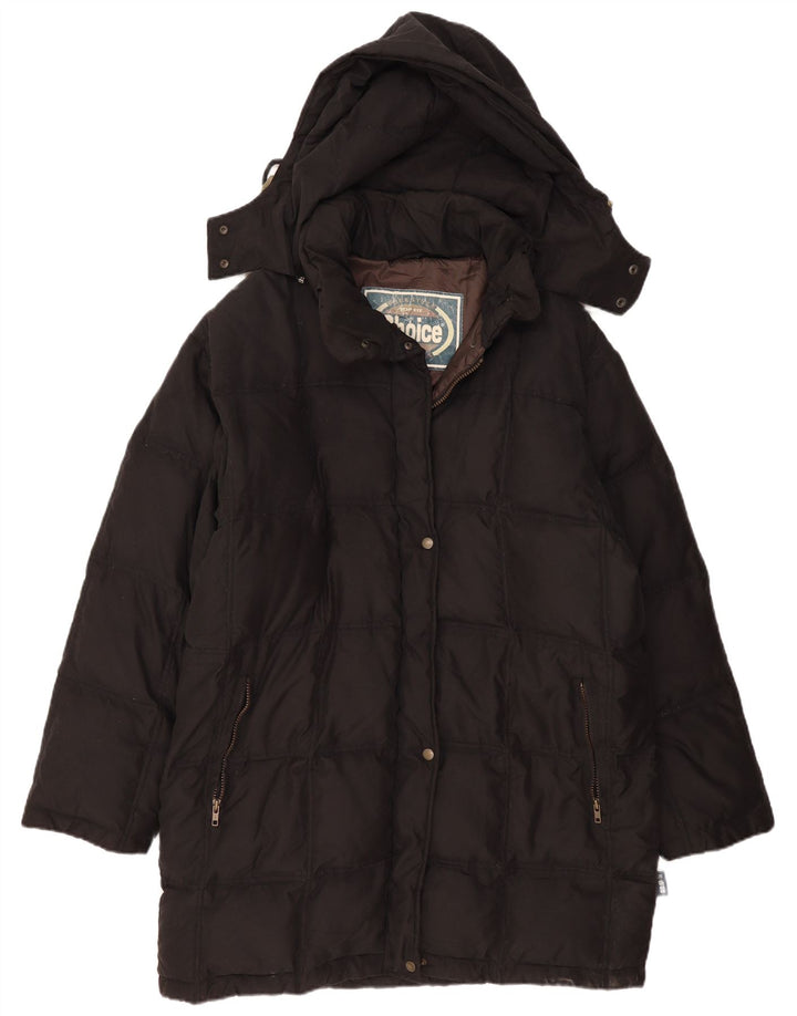 VINTAGE Palton căptușit cu glugă pentru femei EU 50 2XL Poliamidă neagră