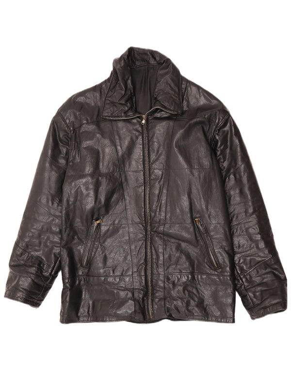 Jachetă de piele vintage pentru bărbați UK 36 Small Black