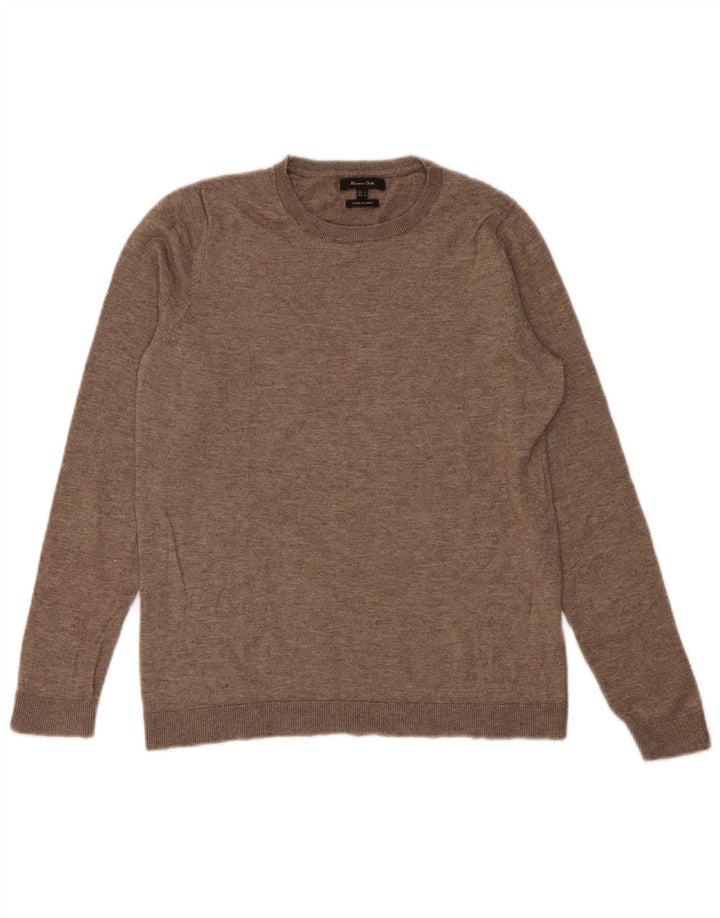 Pulover pentru damă Massimo Dutti cu gât crew pulover UK 10 mic bej lână