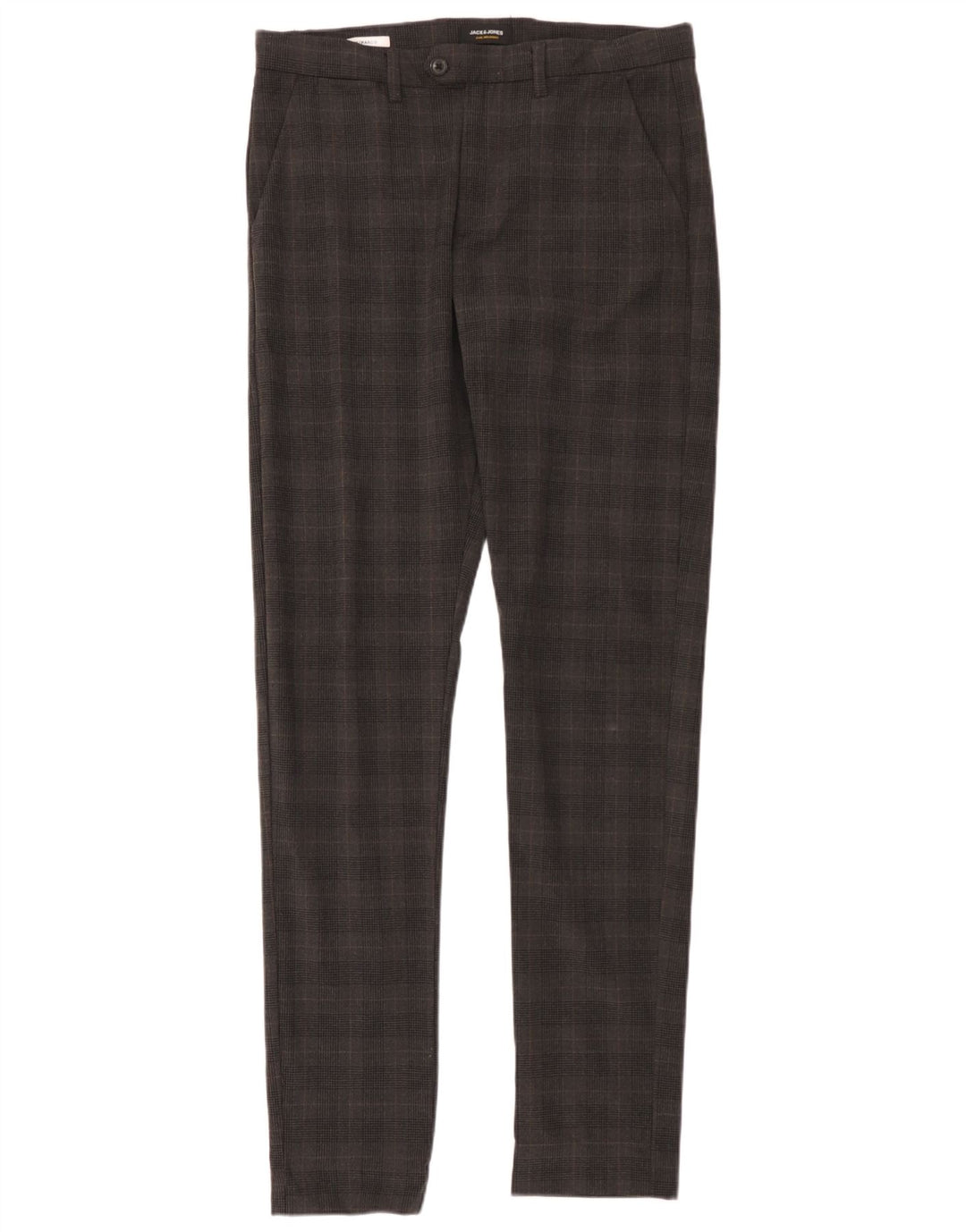 Pantaloni Jack & Jones Marco Slim Chino pentru bărbați L33 L36 poliester cu carouri gri