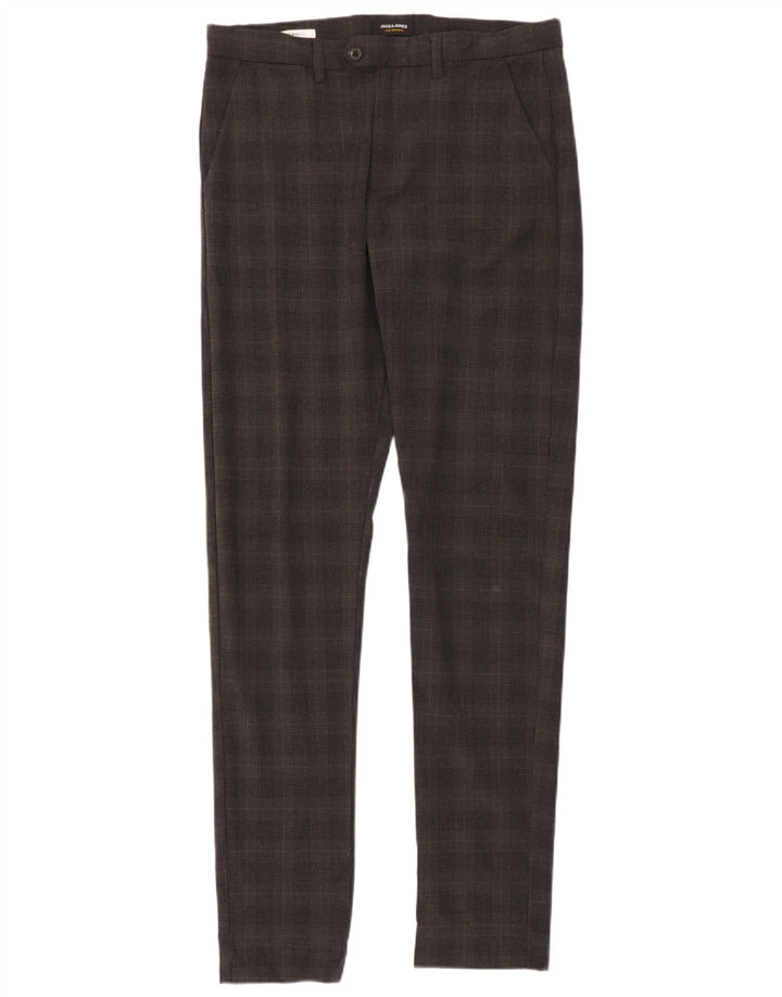 Pantaloni Jack & Jones Marco Slim Chino pentru bărbați L33 L36 poliester cu carouri gri