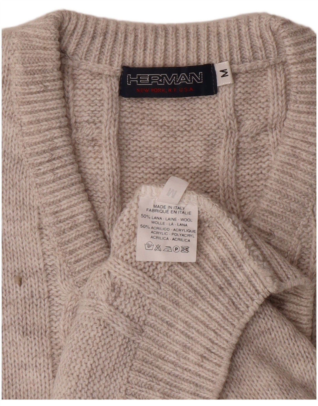 Pulover pentru bărbați Herman, cu decolteu în V, din lână, gri mediu