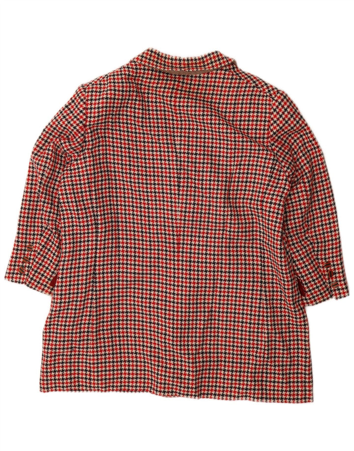 Blazer vintage pentru femei cu mâneci 3/4 UK 16, mare, roșu, picior de găină