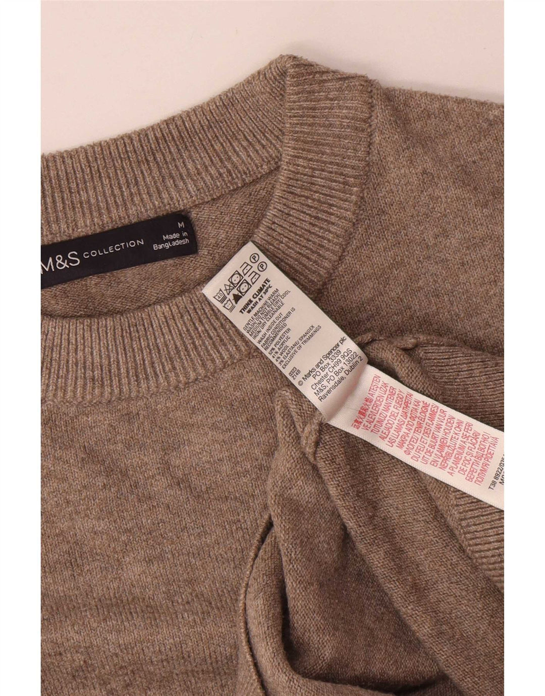 Pulover pentru femei Marks & Spencer cu decolteu rotund UK 14 Poliester mediu gri