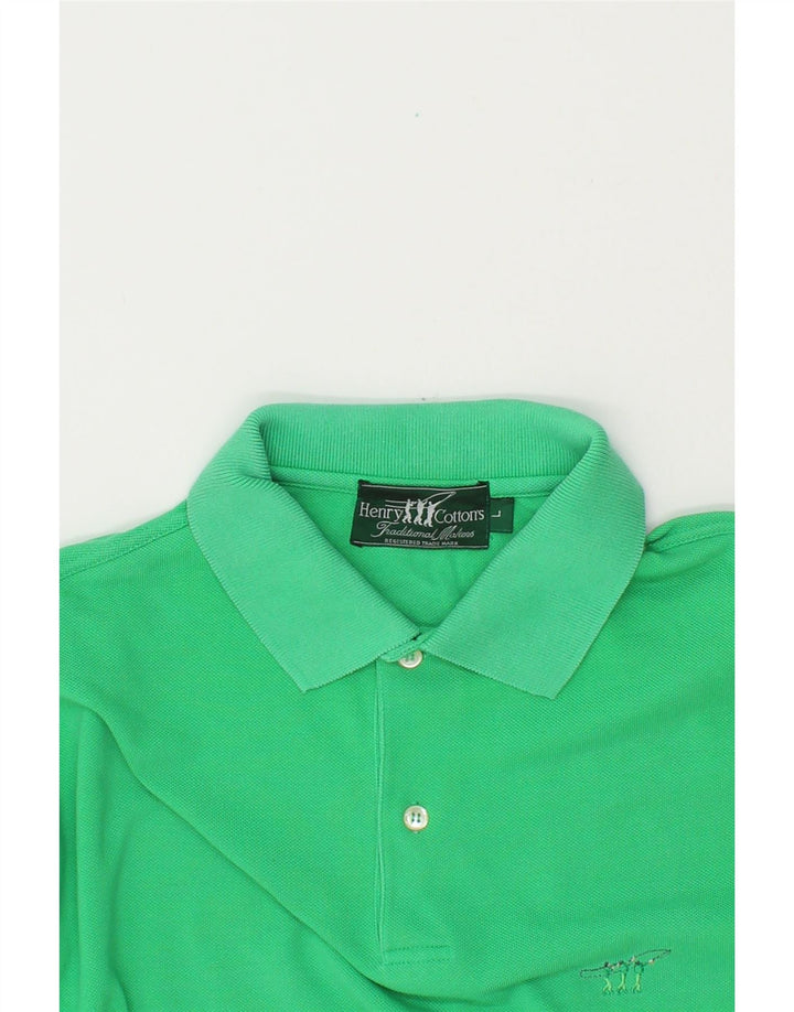 HENRY COTTONS Mens Polo Shirt Large Green Cotton Vintage Henry Cottons and Second-Hand Henry Cottons from Messina Hembry 