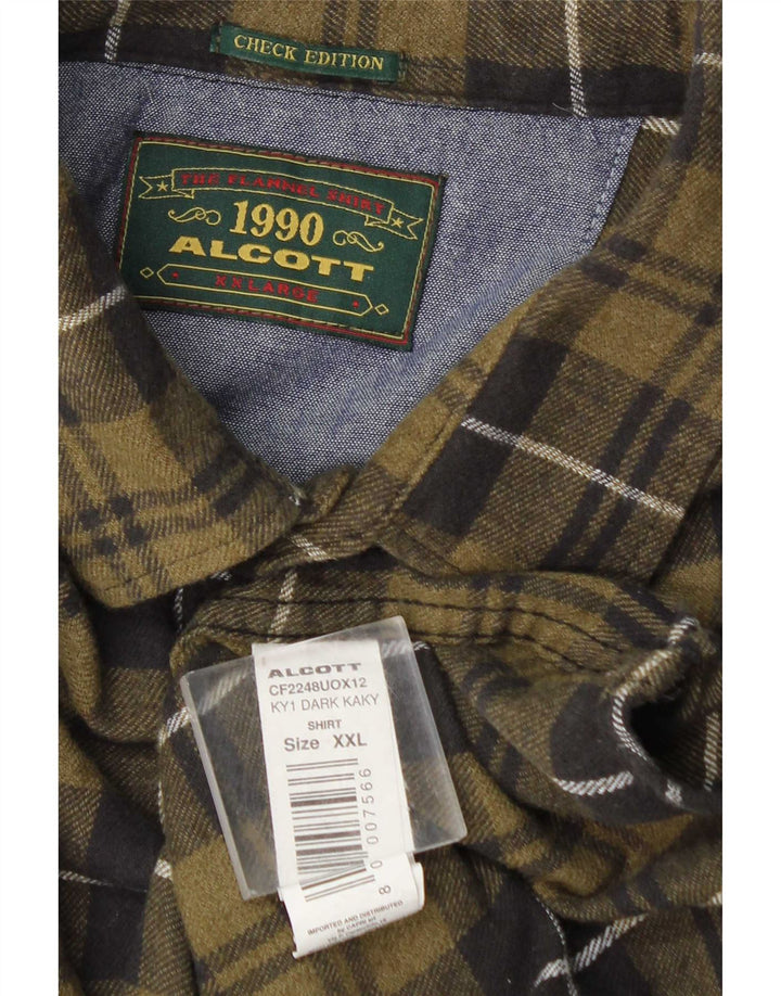 Cămașă de flanel pentru bărbați Alcott 2XL din bumbac kaki Check