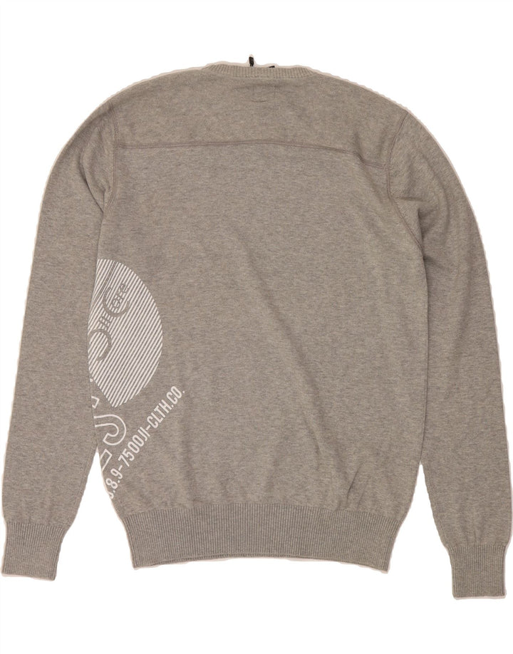 JACK & JONES Mens Graphic Crew Neck Jumper Sweater Large Grey Cotton Vintage Jack & Jones and Second-Hand Jack & Jones from Messina Hembry 