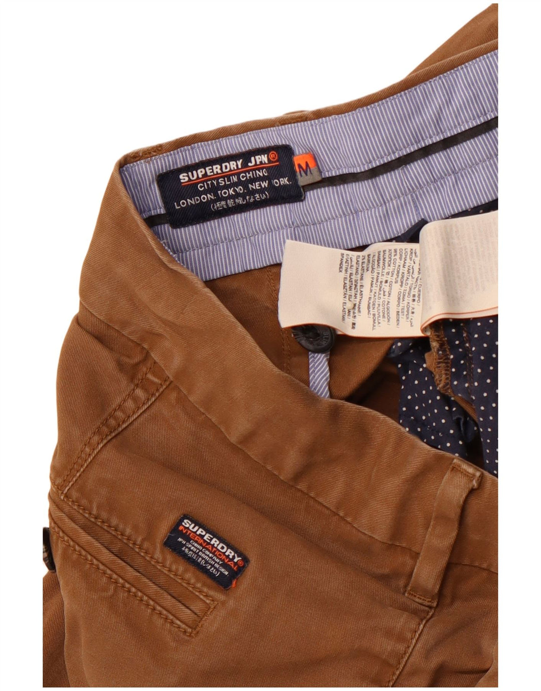 SUPERDRY Pantaloni chino subțiri pentru bărbați L32 L31, bumbac maro