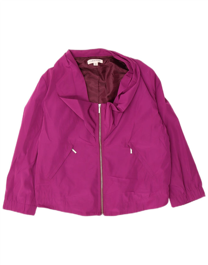 Calvin Klein jachetă bomber cu mâneci 3/4 pentru femei UK 16 mare poliester violet