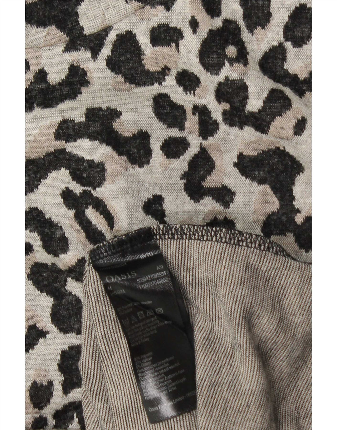 Oasis Top pentru femei cu mânecă lungă UK 14 Medium Gri Animal Print Poliester