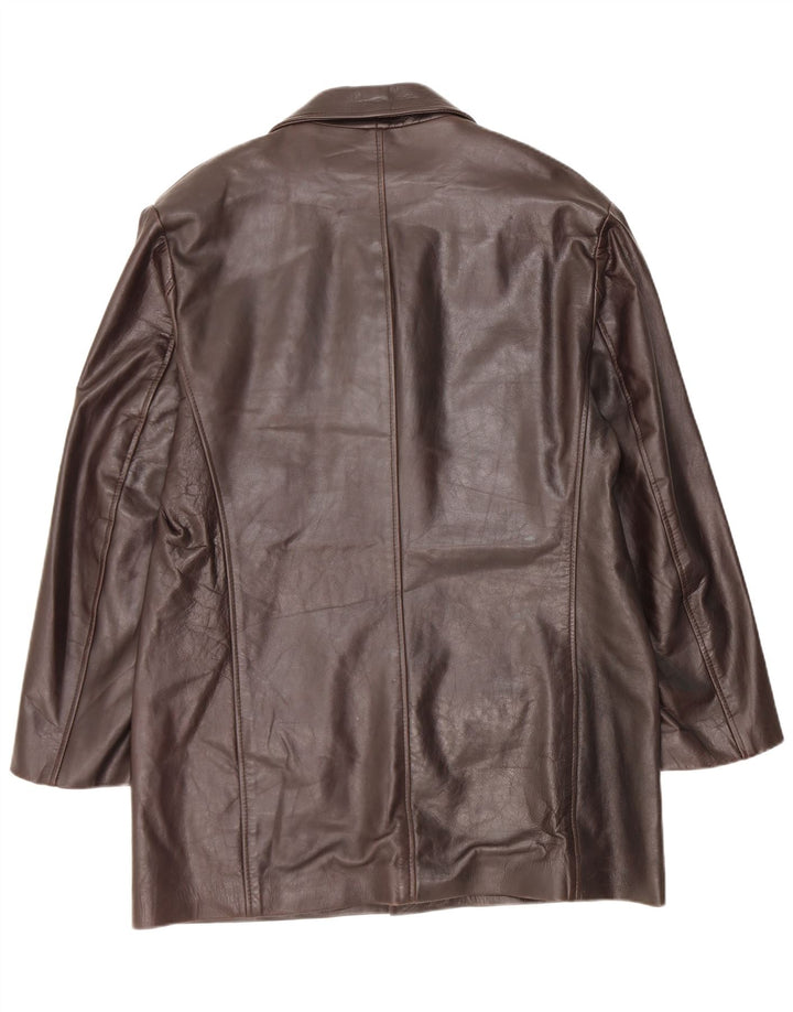 Palton din piele vintage pentru femei UK 18 XL maro
