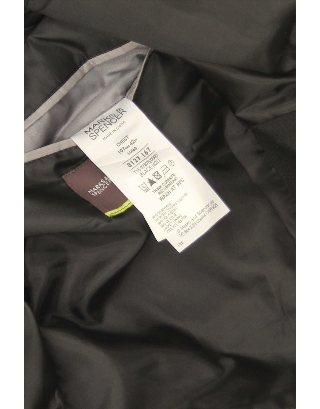 Jachetă pentru bărbați Marks & Spencer cu 2 nasturi, UK 42 Poliester negru mare