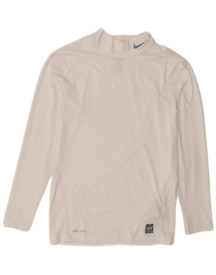 Top de compresie Nike pentru bărbați cu mânecă lungă UK 42/44 Sport mare din poliester alb