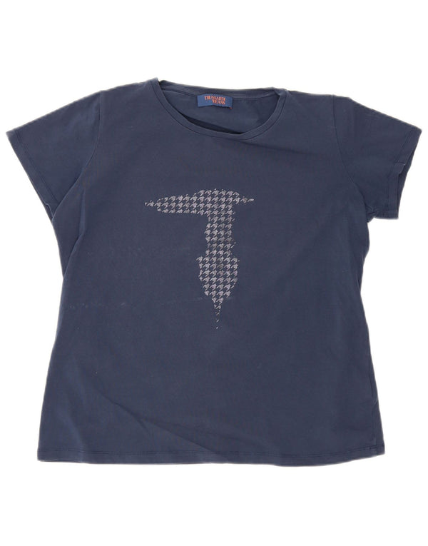 Tricou cu grafic Trussardi pentru femei Top UK 20 2XL Bleumarin