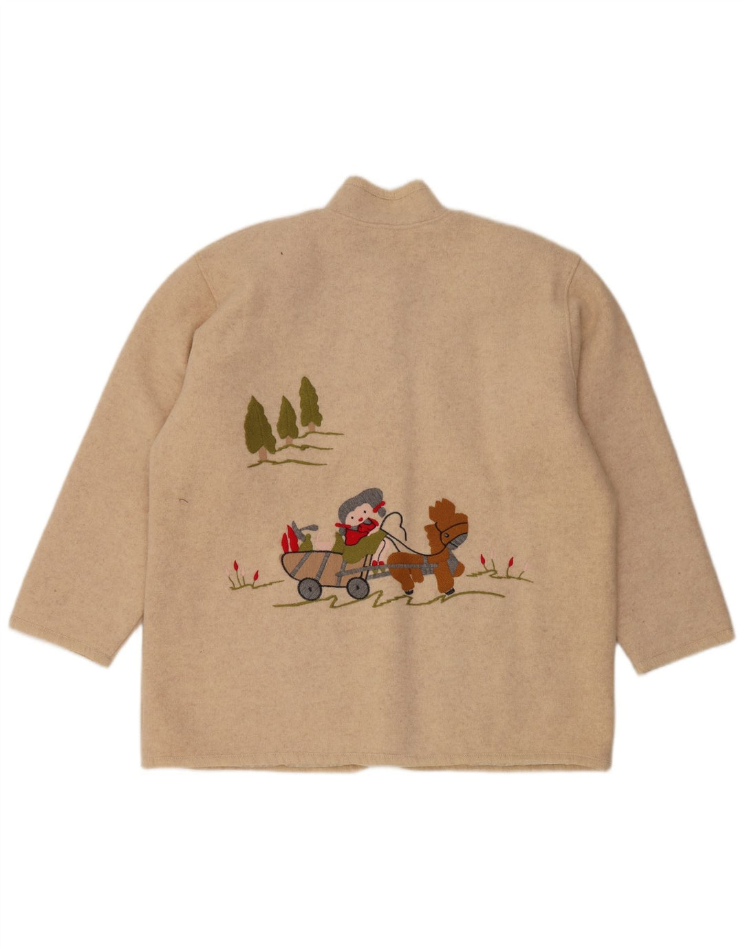 Jachetă pentru femei VINTAGE cu 5 nasturi cu grafică pentru femei, UK 14, mare, bej