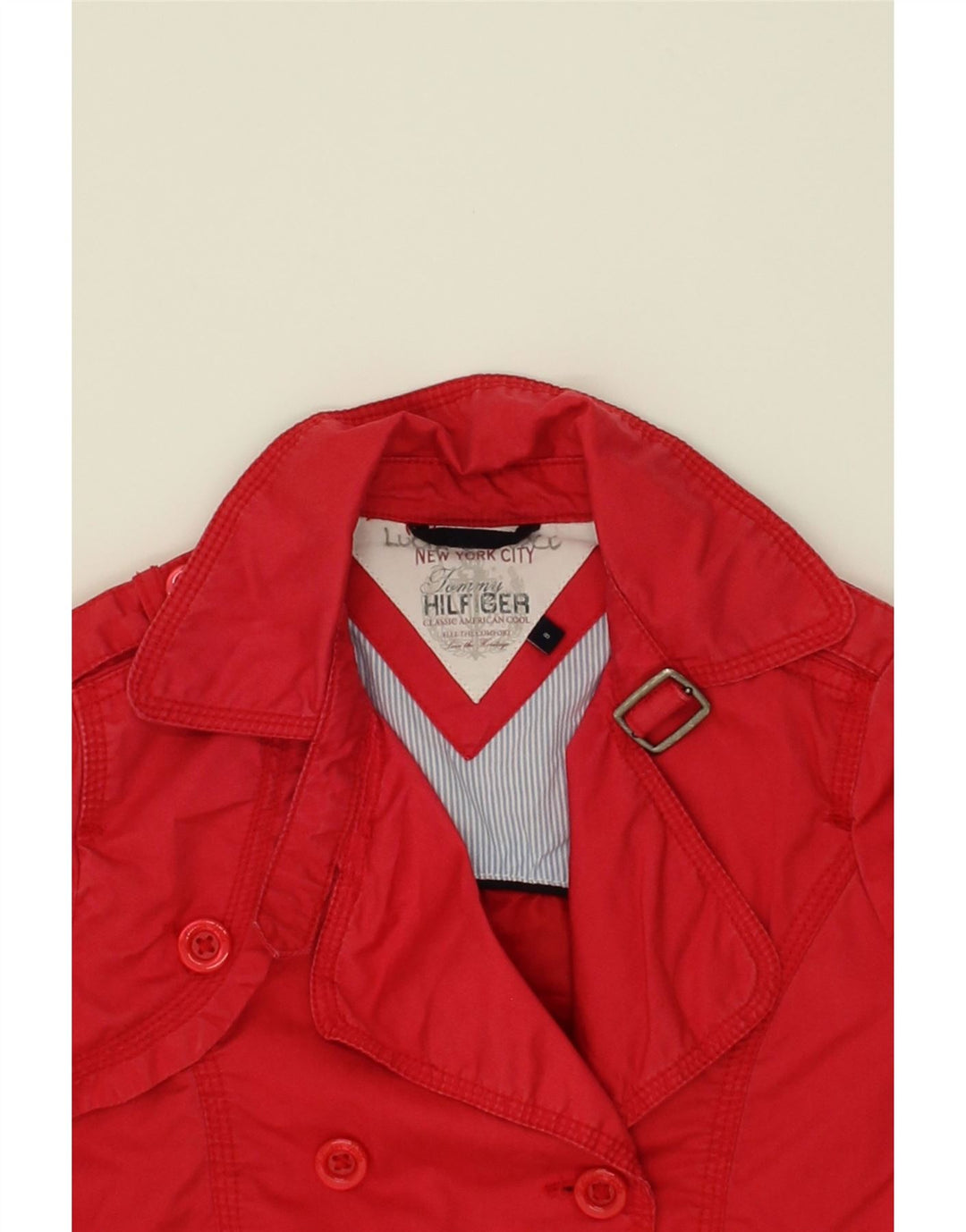 TOMMY HILFIGER Girls Pea Coat 7-8 Years Red Cotton Vintage Tommy Hilfiger and Second-Hand Tommy Hilfiger from Messina Hembry 