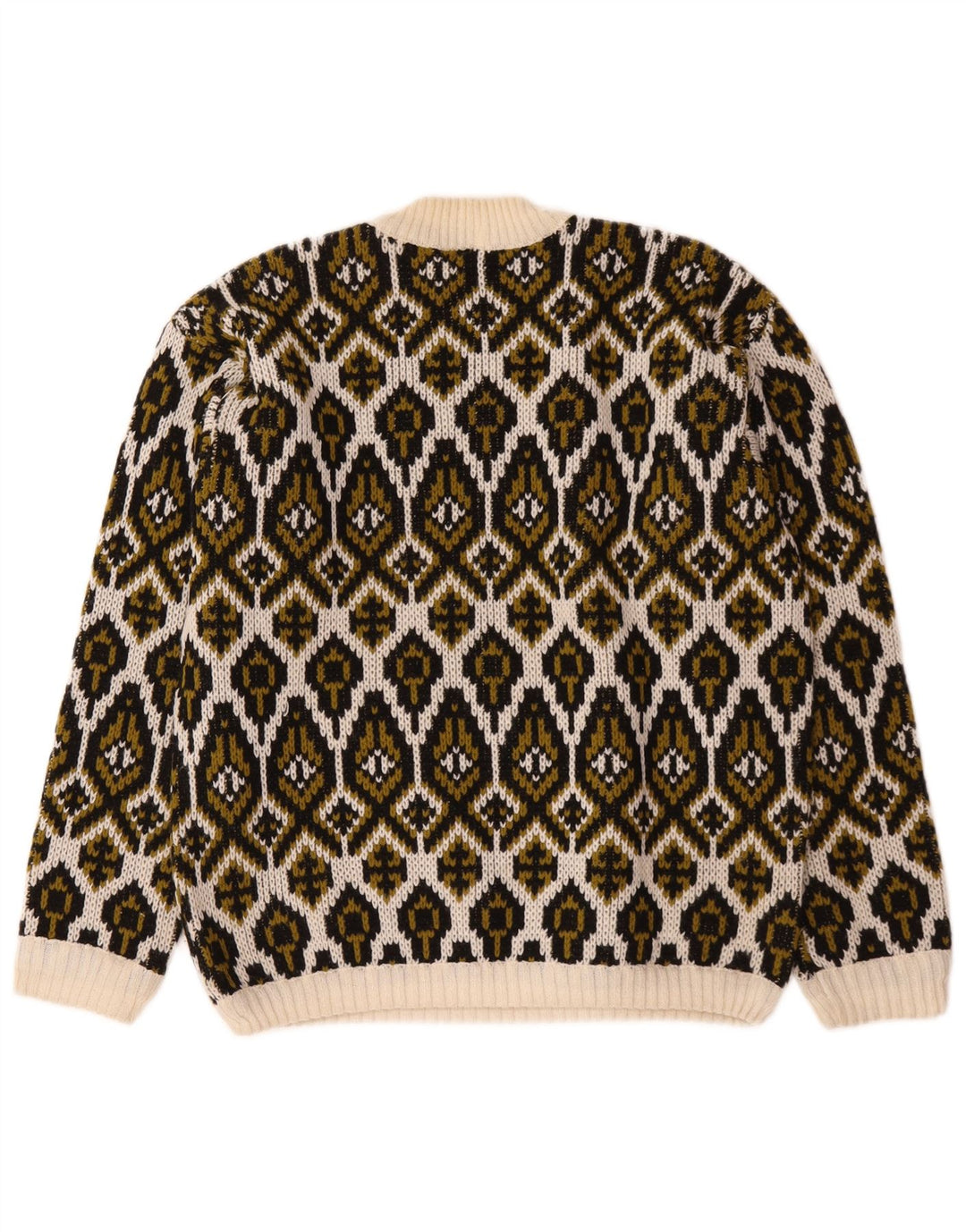 Pulover vintage pentru femei cu gât țestoasă, mediu alb deschis Fair Isle
