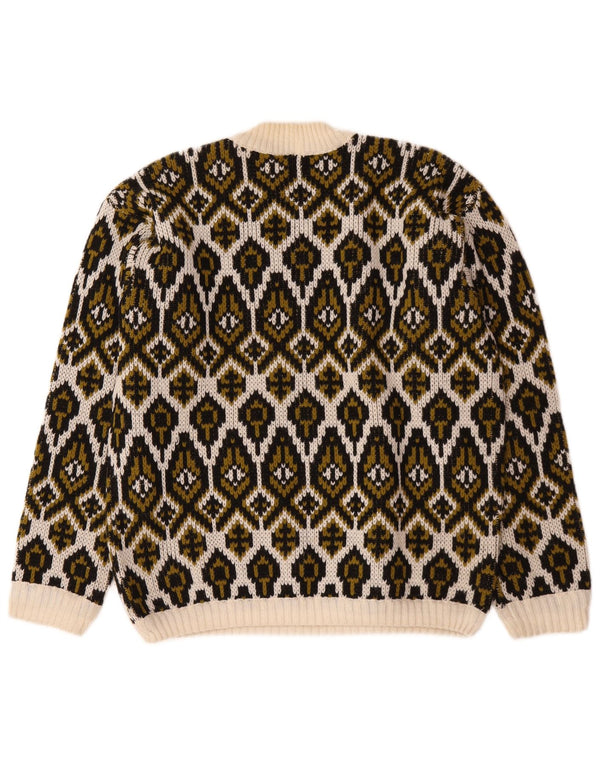 Pulover vintage pentru femei cu gât țestoasă, mediu alb deschis Fair Isle