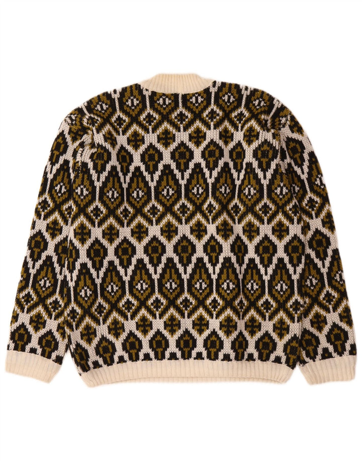 Pulover vintage pentru femei cu gât țestoasă, mediu alb deschis Fair Isle