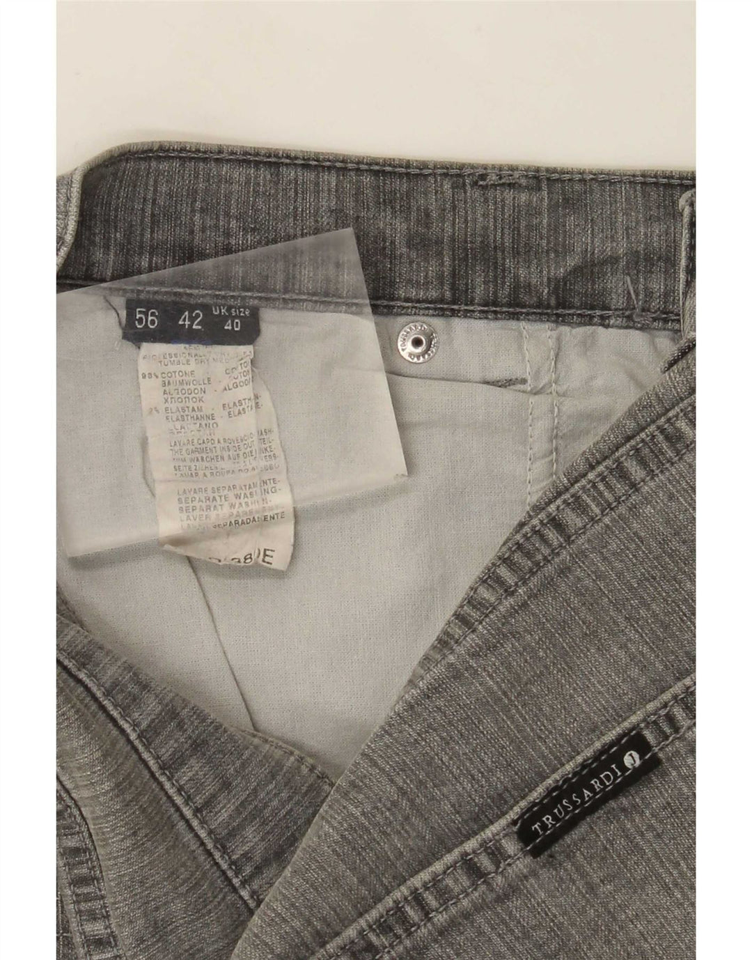 Trussardi blugi drepti pentru bărbați W36 L31 bumbac gri