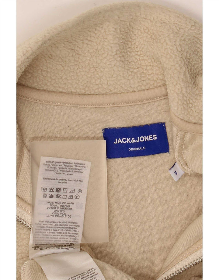 Pulover Jack & Jones pentru bărbați, cu fermoar și gât, poliester, bej mediu