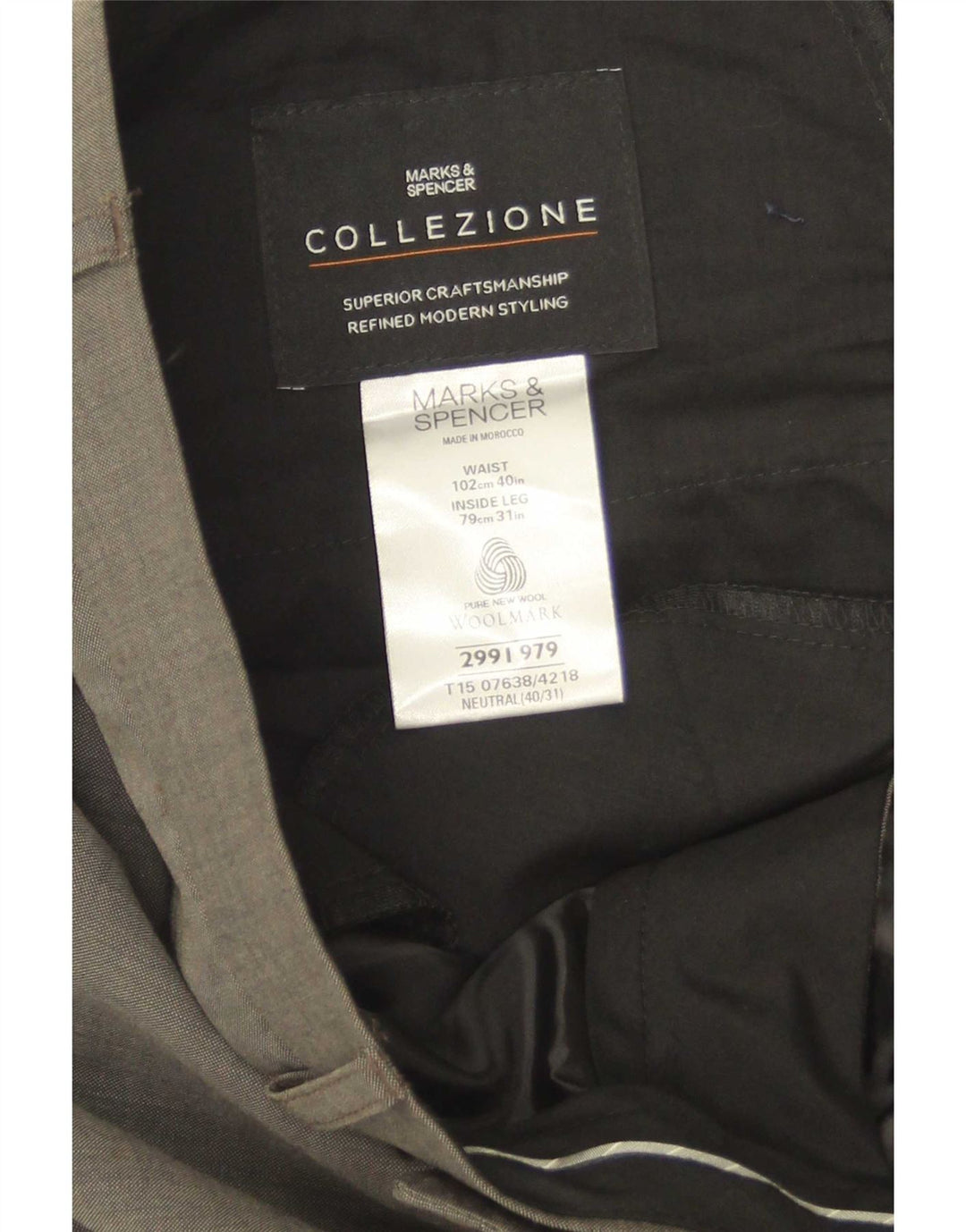 Marks & Spencer Pantaloni de costum pentru bărbați L40 L30 Lână verde
