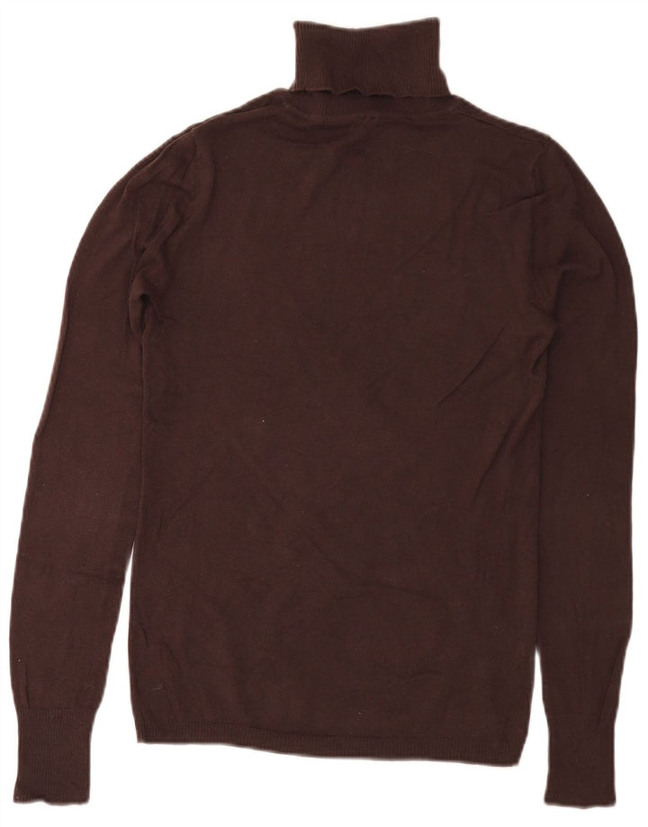 BENETTON Womens Roll Neck Jumper Sweater UK 10 Small Brown