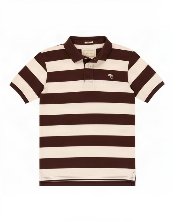 Tricou polo Abercrombie & Fitch pentru bărbați, XL, maro, cu dungi