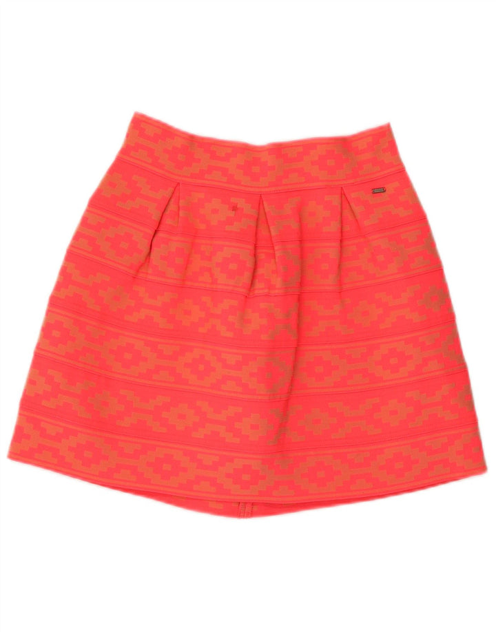 Fustă A-Line Vintage pentru femei UK 14 Medium W28 Orange Geometric Poliester