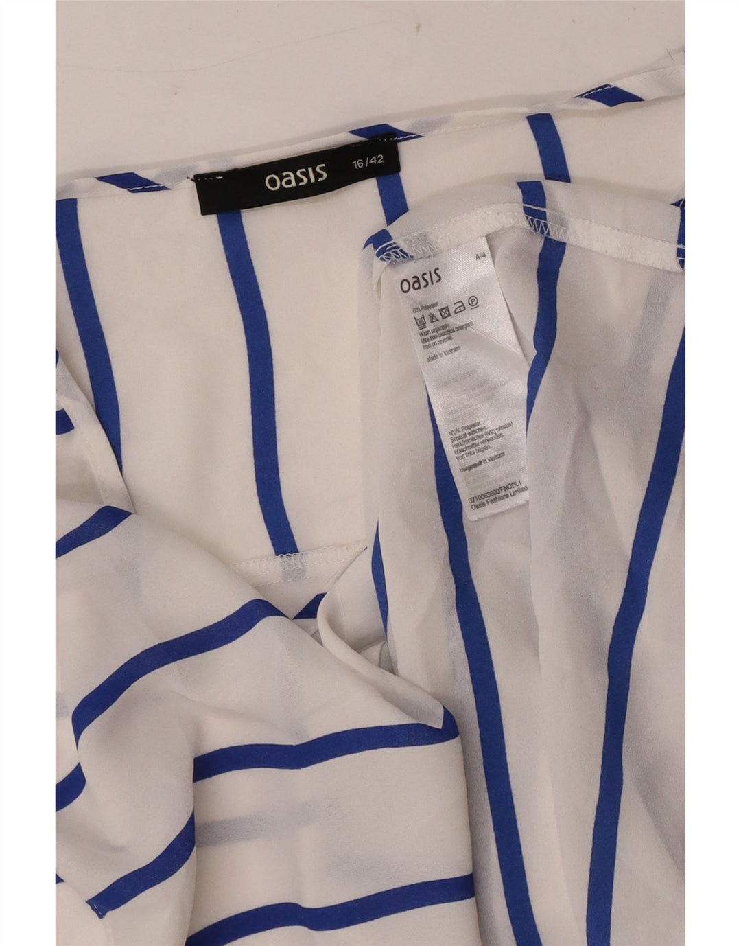 Bluză Oasis pentru femei fără mâneci, cu cravată în față, UK 16, mare, cu dungi albe