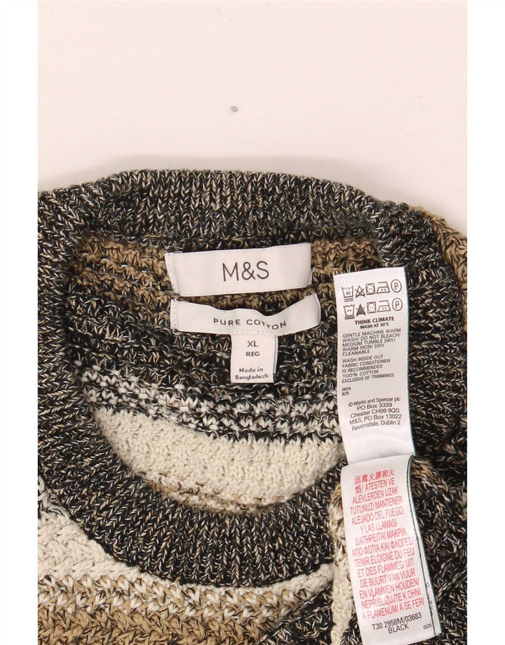 Pulover pentru bărbați Marks & Spencer, cu gât crew, XL, cu dungi multicolore