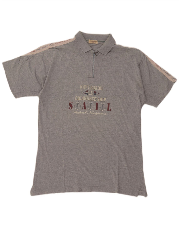 Tricou polo cu grafică pentru bărbați Mc Crae, bumbac gri XL