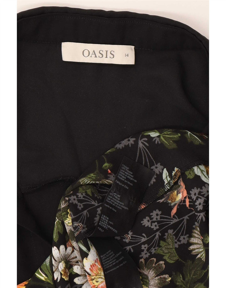 Bluză militară Oasis pentru femei UK 14 Poliester Floral Negru Mediu