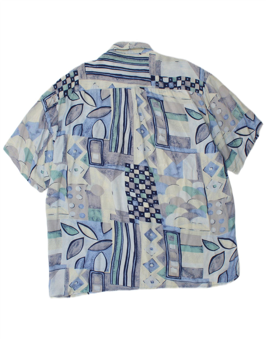 Cămașă Boston cu mânecă scurtă pentru bărbați, mare, albastru geometric, viscoză