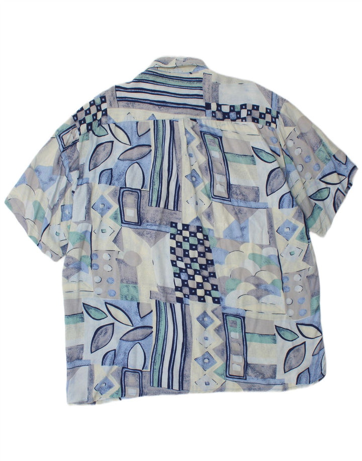 Cămașă Boston cu mânecă scurtă pentru bărbați, mare, albastru geometric, viscoză