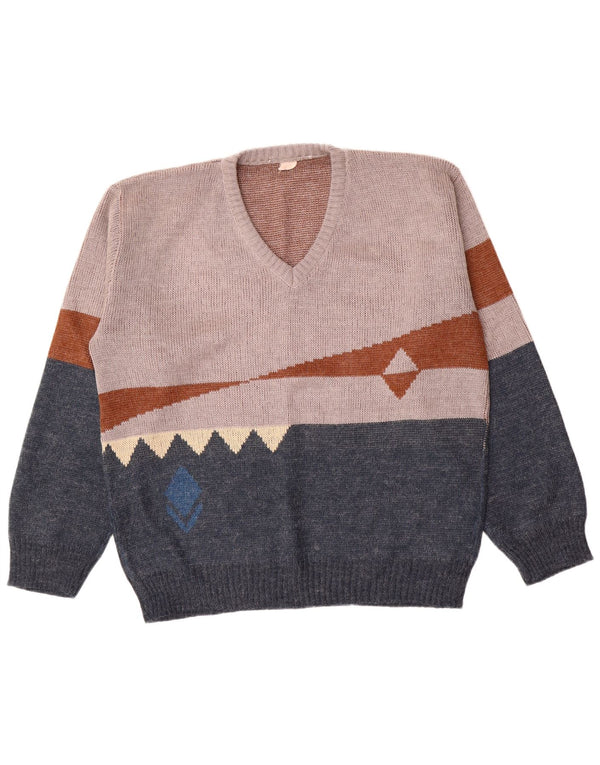 Pulover vintage pentru bărbați, cu decolteu în V, IT 56 XL, albastru bleumarin