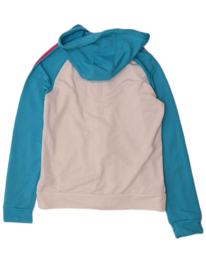 Pulover Adidas pentru femei, cu fermoar, cu glugă, UK 14 Medium, alb, poliester color bloc