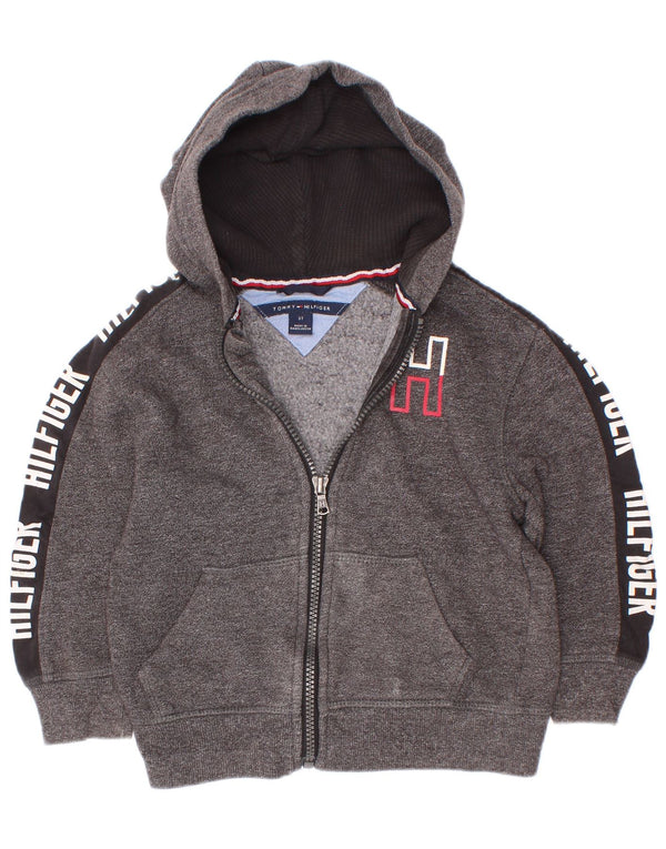 Pulover pentru băieți Tommy Hilfiger, cu fermoar, cu capota, 2-3 ani, culoare gri