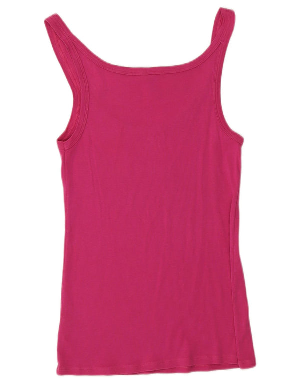 Benetton Femei Vest Top UK 14 Large Pink Bumbac